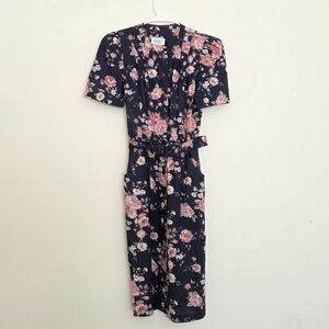 Peri Petites Vintage Floral Button Closure Classic Dress Size 6 USA Made